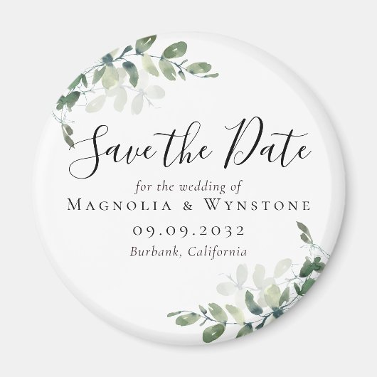 Eukalyptus Hochzeit Save The Date Magnet (Vorne)