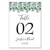 Eukalyptus-Hochzeit Tischnummer (Rückseite)