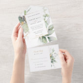 Eukalyptus-Hochzeit verzaubert All In One Einladung (Abreißen)