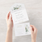 Eukalyptus-Hochzeit verzaubert All In One Einladung (Abreißen)