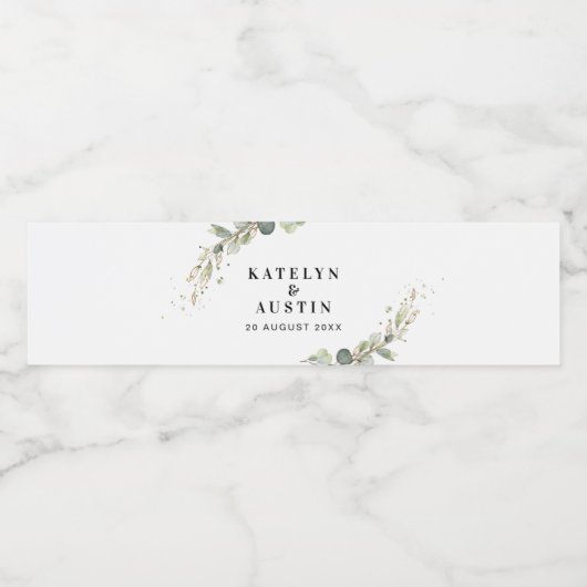 Eukalyptus-Hochzeit Wasserflaschenetikett (Einzelnes Label)