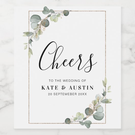 Eukalyptus-Hochzeit Weinetikett (Einzelnes Label)