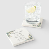 Eukalyptus-Hochzeitgrün Save the Date Steinuntersetzer (Seitenansicht)