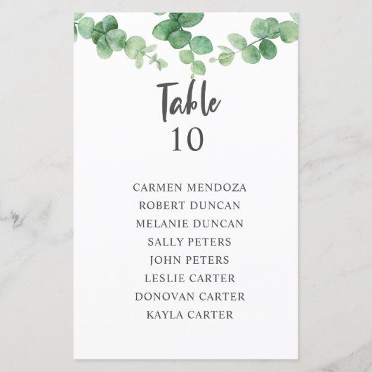 Eukalyptus-Hochzeitkarte (Vorderseite)