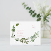 Eukalyptus Hochzeitrosa Text Save the Date Postkarte (Stehend Vorderseite)