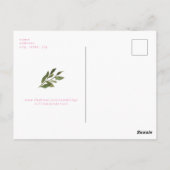 Eukalyptus Hochzeitrosa Text Save the Date Postkarte (Rückseite)