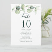 Eukalyptus Hochzeitsempfang Tischnummer (Stehend Vorderseite)
