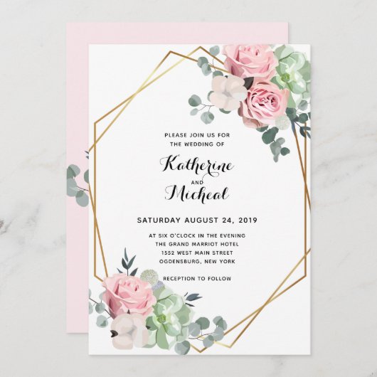 Eukalyptus-Hochzeitsfeier Einladung (Vorne/Hinten)