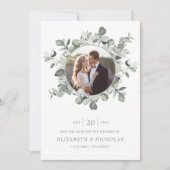 Eukalyptus Hochzeitsfoto Save The Date (Vorderseite)