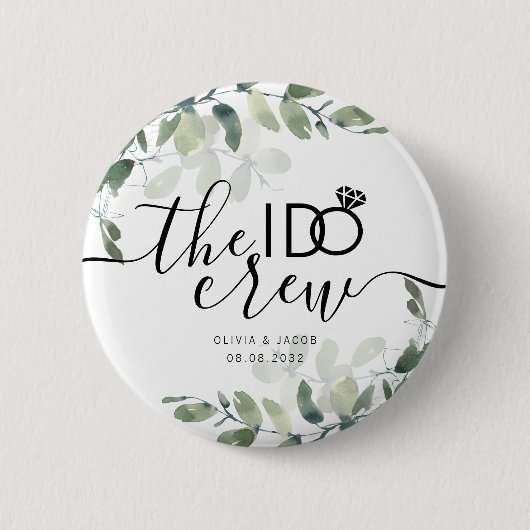 Eukalyptus Hochzeitsgesellschaft Button (Vorderseite)