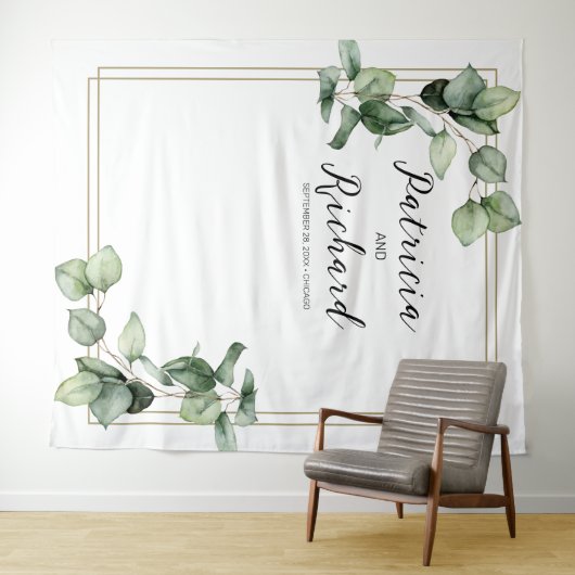 Eukalyptus-Hochzeitskulisse Wandteppich (Beispiel (Horizontal))