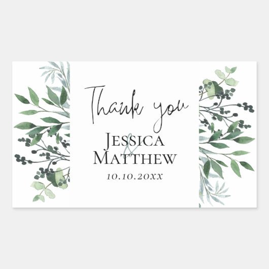 Eukalyptus-Hochzeitslabel Rechteckiger Aufkleber (Vorderseite)