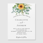 Eukalyptus-Hochzeitsmagnet für Sonnenblumen Magnetkarte (Vorderseite)