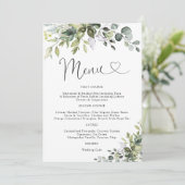Eukalyptus-Hochzeitsmenü Menükarte (Stehend Vorderseite)
