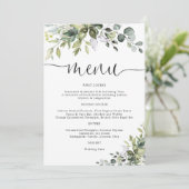 Eukalyptus-Hochzeitsmenü Menükarte (Stehend Vorderseite)
