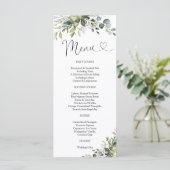 Eukalyptus-Hochzeitsmenü Menükarte (Stehend Vorderseite)