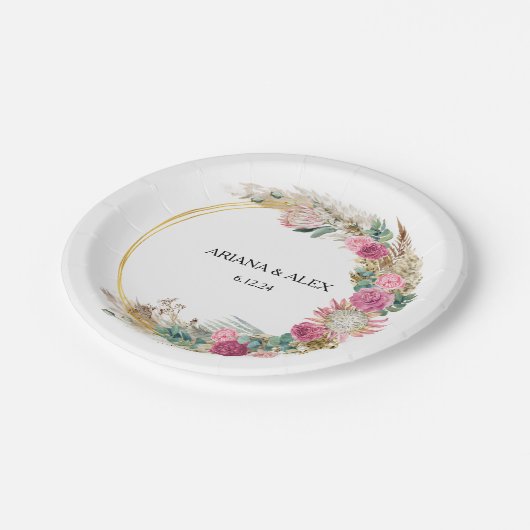 Eukalyptus-Hochzeitspapier-Teller Pappteller (Schrägansicht)