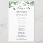 Eukalyptus-Hochzeitsprogramm | Botanische Freiluft (Rückseite)