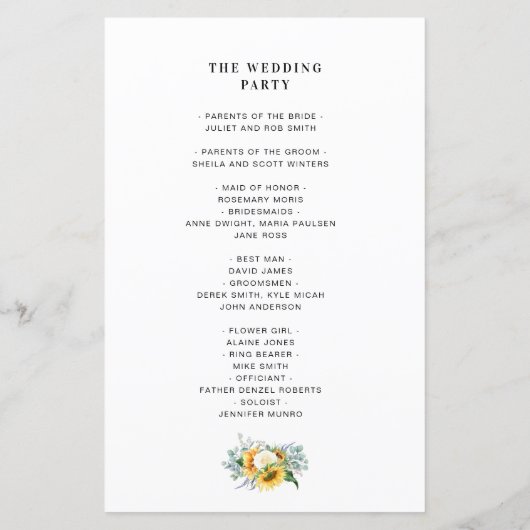 Eukalyptus-Hochzeitsprogramm für rustikale Sonnenb (Rückseite)