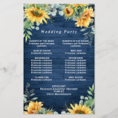 Eukalyptus-Hochzeitsprogramm für Sonnenblumen (Rückseite)