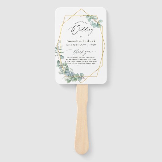 Eukalyptus-Hochzeitsprogramm für Wasserfarben Fächer (Vorderseite)