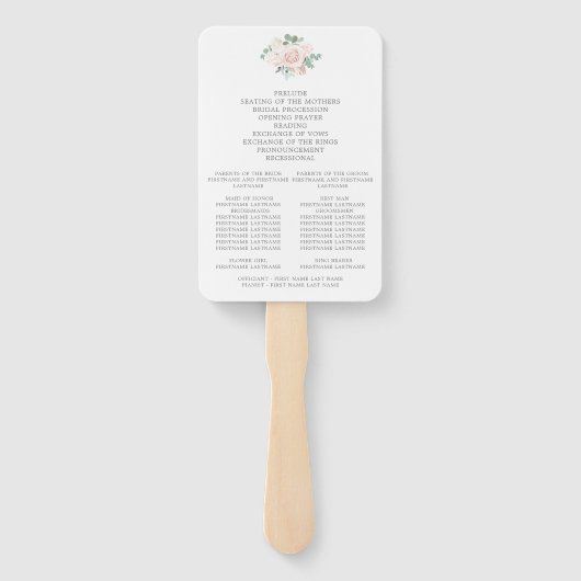 Eukalyptus-Hochzeitsprogramm in Rosa-Dusty-Rose Fächer (Rückseite)