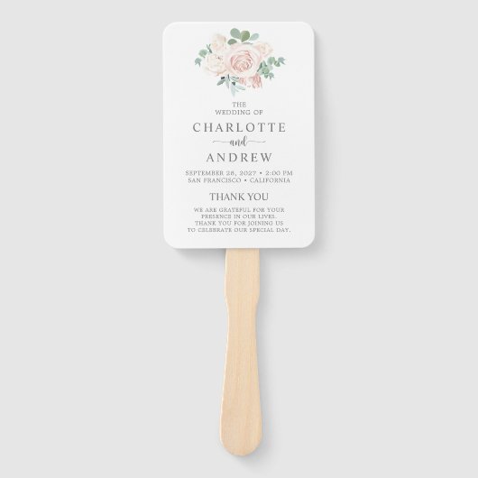 Eukalyptus-Hochzeitsprogramm in Rosa-Dusty-Rose Fächer (Vorderseite)