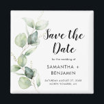 Eukalyptus-Hochzeitsstichtag für Wasserfarben spei Magnet<br><div class="desc">Niedliche Botanische Aquarellfarbe Eukalyptus Wedding rettet den Dattelmagneten,  der für Ihre Gäste einen perfekten Sake bildet und jahrelang gepflegt wird. Ersetzen Sie die Namen,  Ankündigung,  Datum und Veranstaltungsort einfach,  um eine Ankündigung Datum freihalten zu erstellen</div>