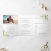 Eukalyptus-Hochzeitsstichtümer mit grünen Blätter Dreifach Gefaltete Einladung (Innenseite)