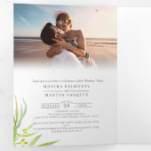 Eukalyptus-Hochzeitsstichtümer mit grünen Blätter Dreifach Gefaltete Einladung (Innen Erste Seite)