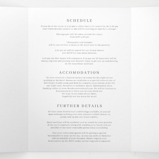 Eukalyptus-Hochzeitsstichtümer mit grünen Blätter Dreifach Gefaltete Einladung (Innenseite Mitte)