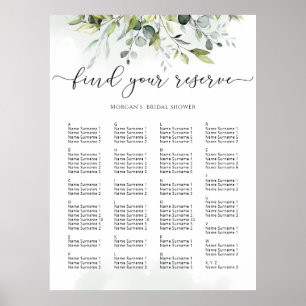 Eukalyptus-Hochzeitstabelle Poster