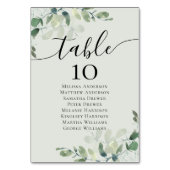 Eukalyptus-Hochzeitstabelle Tischnummer (Rückseite)