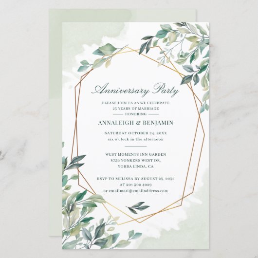 Eukalyptus Hochzeitstag Party Einladung (Vorne/Hinten)