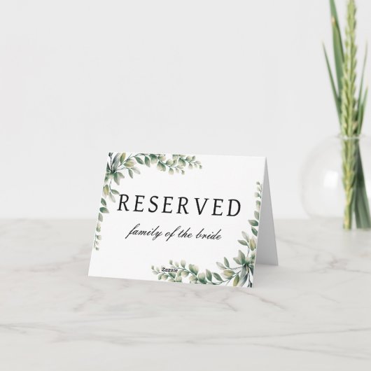 Eukalyptus-Hochzeitstichtafel Karte (Rückseite)