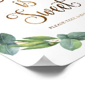 Eukalyptus-Hochzeitszeichen für die Liebe ist süß Poster (Ecke)