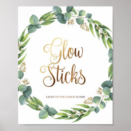 Eukalyptus-Hochzeitszeichen für leuchtende Sticks Poster