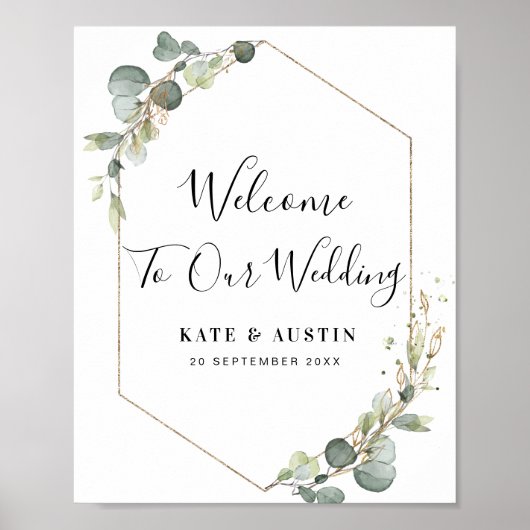 Eukalyptus-Hochzeitszeichen Poster (Vorne)