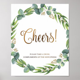 Eukalyptus Hochzeitzeichen für Bar Poster