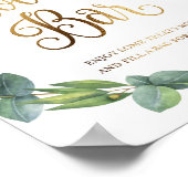 Eukalyptus-Hochzeitzeichen für Cookie-Bar Poster (Ecke)