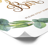 Eukalyptus-Hochzeitzeichen für offene Bar Poster (Ecke)