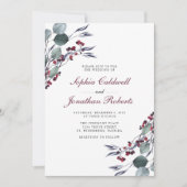 Eukalyptus Holly Berries QR Code UAWG Wedding Einladung (Vorderseite)