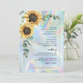 Eukalyptus Holographic QR Code Wedding Einladung (Stehend Vorderseite)