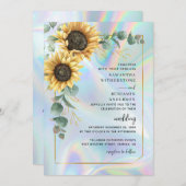 Eukalyptus Holographic QR Code Wedding Einladung (Vorne/Hinten)