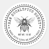 Eukalyptus-Honigetikett mit eigener Farbe Runder Aufkleber (Vorderseite)