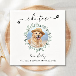 Eukalyptus I do to Custom Pet Foto Hund Hochzeit Serviette
