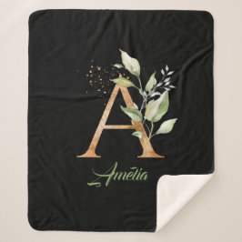 Eukalyptus, Imitate Goldfolie Glitzer, grün und go Sherpadecke