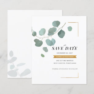 Eukalyptus-Imitate - Goldrahmen Save the Date