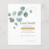 Eukalyptus-Imitate - Goldrahmen Save the Date (Vorderseite)