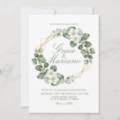 Eukalyptus-Imitate Goldwahnhochzeit Einladung (Vorderseite)